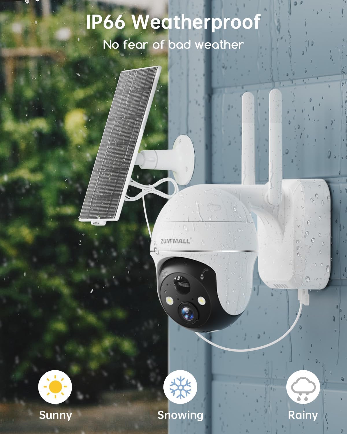 Camara de Vigilancia WiFi, Exterior, 3MP, PTZ 360°.