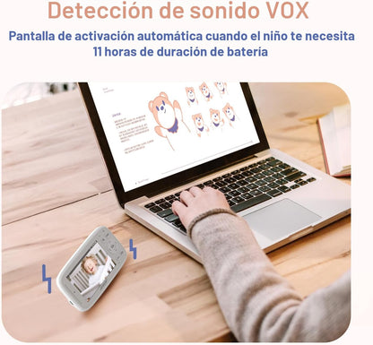 Cámara y Monitor con audio para bebes, Jeeber VB816PRO, Night Vision