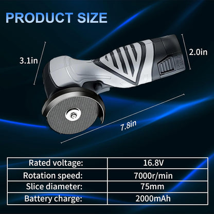 Kit de mini amoladora de 13000 RPM, con 2 baterías de 16.8V con discos
