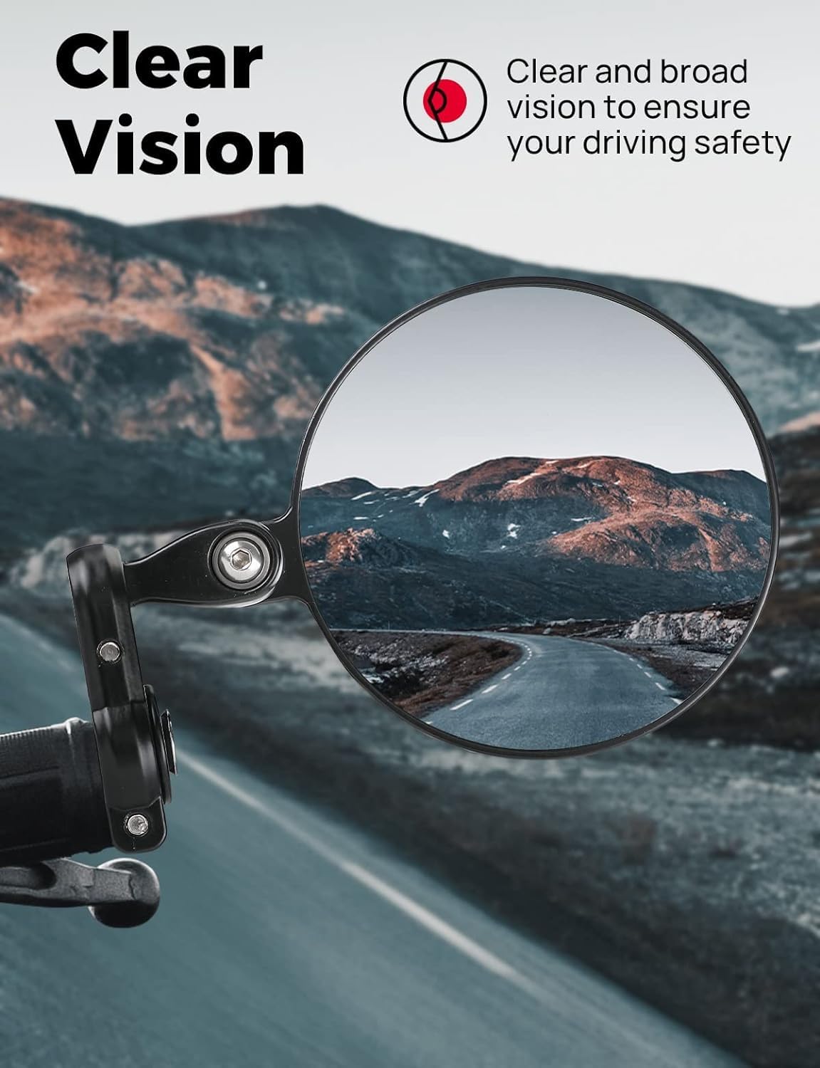 Espejos universales para motocicleta, 360°, KEMIMOTO, giratorios.