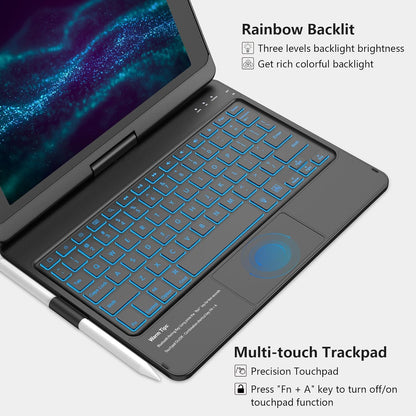 Funda para iPad de 11", giratoria 360°,  retroiluminado RGB.