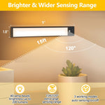 Luces con sensor de movimiento, 3 temp. recargables, regulables.
