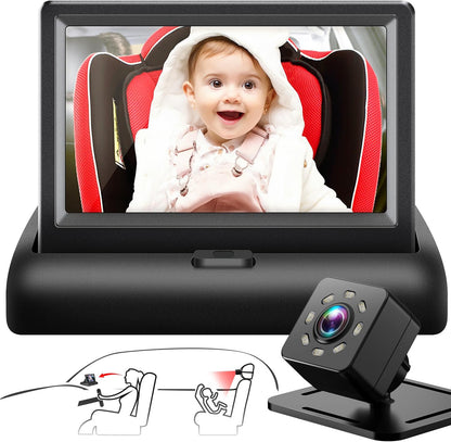 Pantalla de coche para bebés, 4.3" amplia visión de asiento trasero.