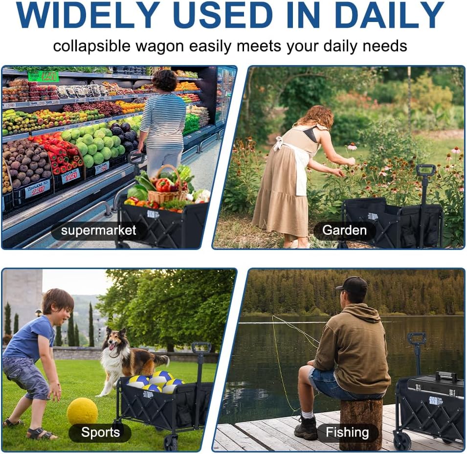 Carro plegable plegable, resistente, 180 lbs. (Detalle en rueda).