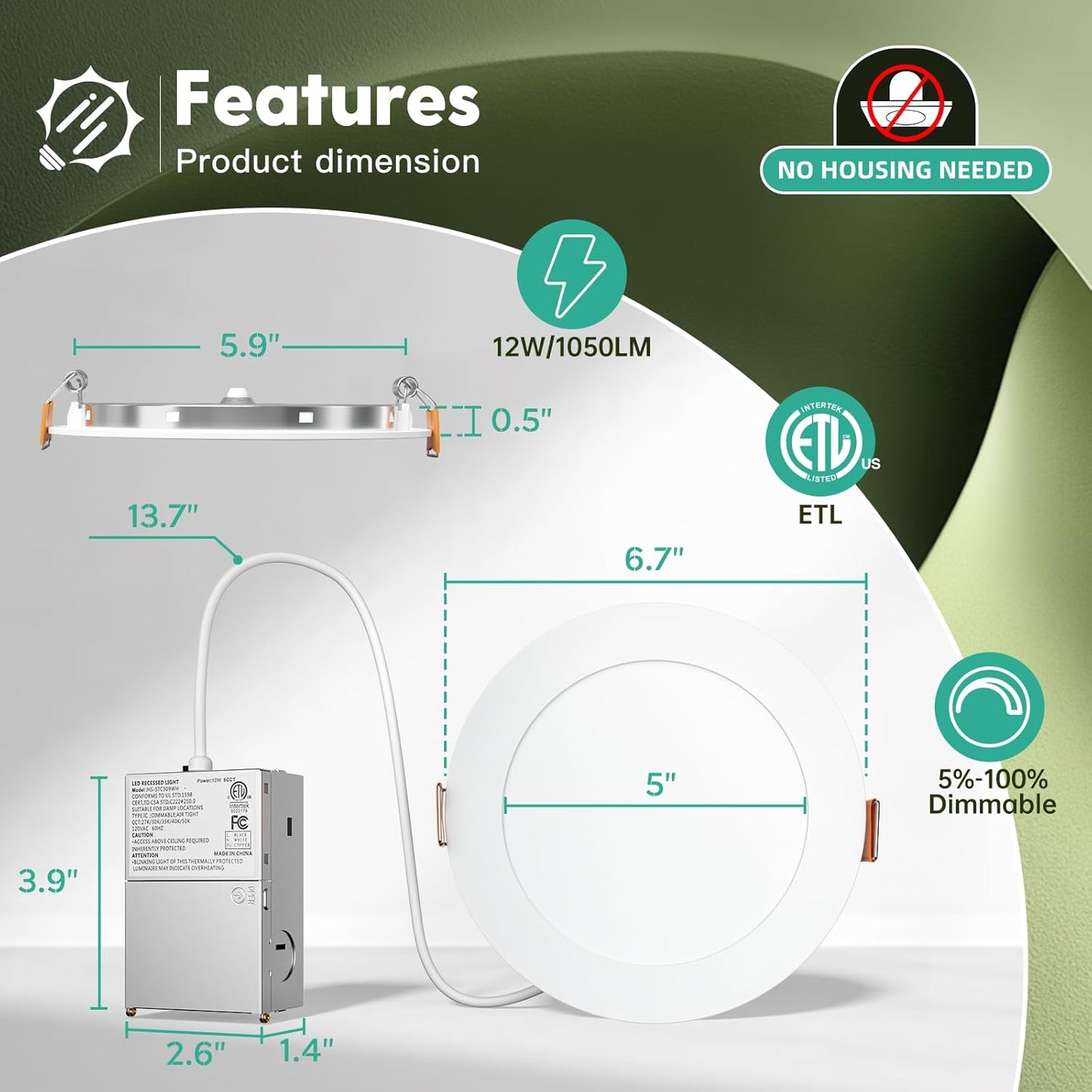 Paquete de 24 luces, LED ultradelgadas, de 6", Feelicht, empotrables.