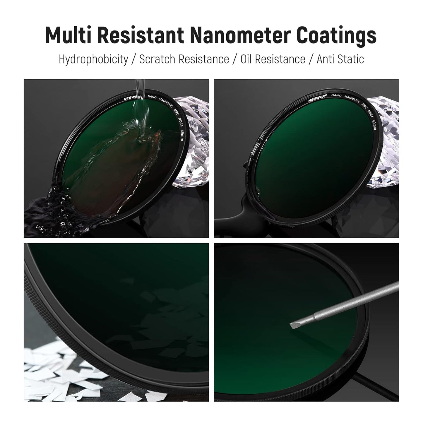 NEEWER Juego de filtros magnéticos ND 5 en 1, 49 mm