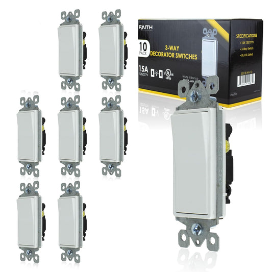 Interruptor de pared Faith [Paquete de 8] paleta decorativa 3 vías