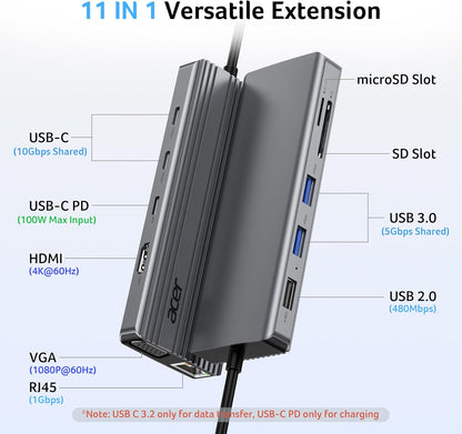Acer Adaptador multipuerto USB C HUB 11 en 1