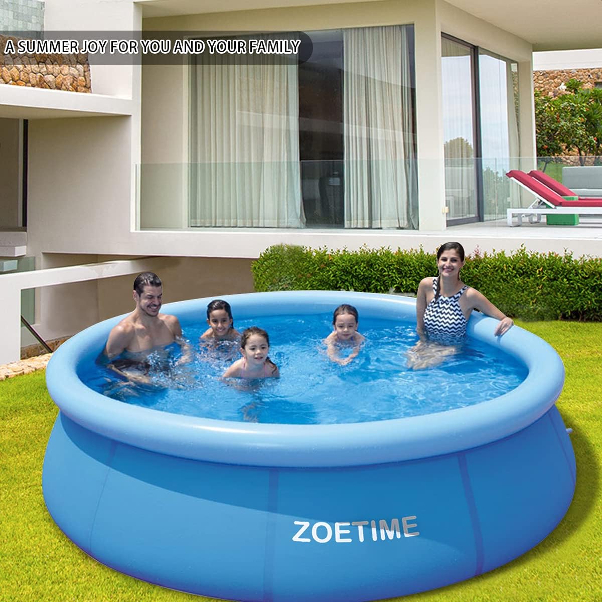 Piscina inflable, Zoetime, PVC, 765 Gal. para niños y adultos, jardín o patio.