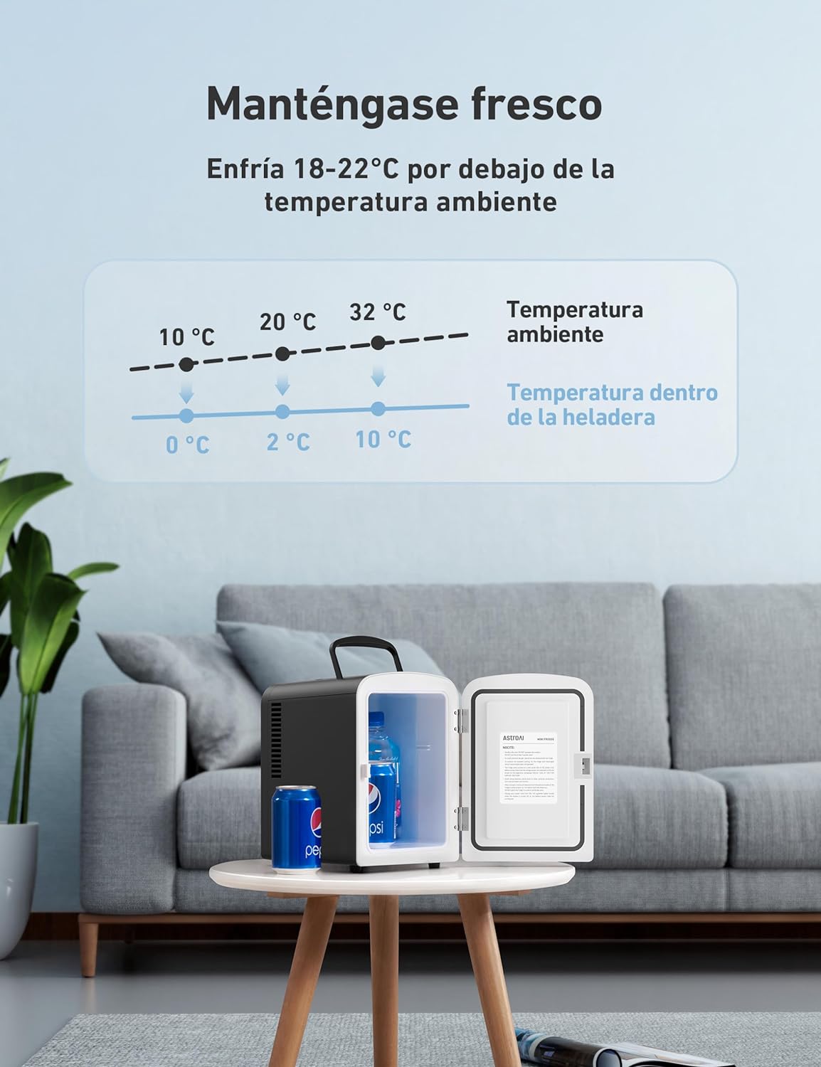 Mini Refrigerador Portátil, Electrica para el Skincare 4L. Astro AI