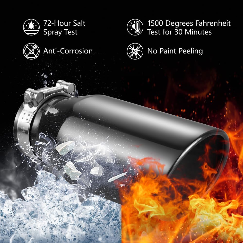 Punta de escape, entrada de 3.5", salida de 5", longitud 12", ATB.