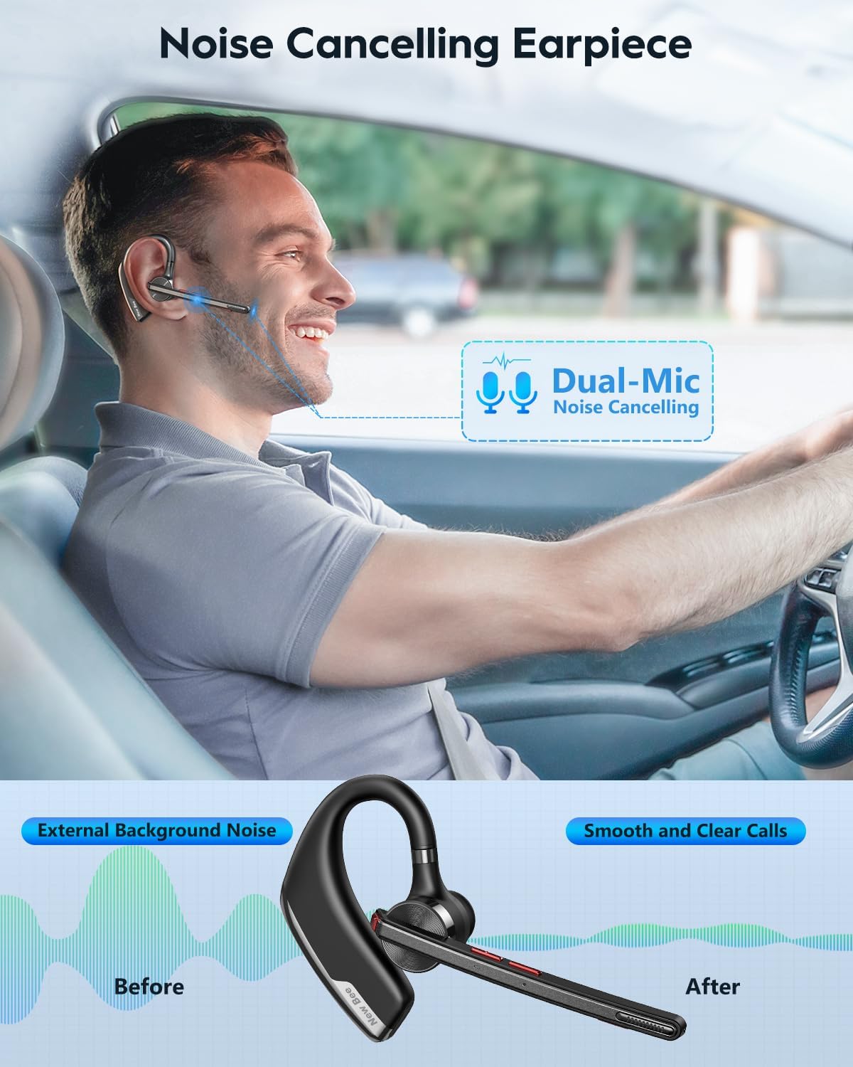 New bee Auricular Bluetooth,Auriculares Manos Libres.