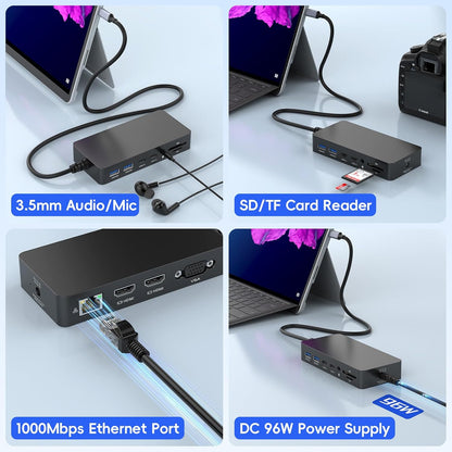 Base de expansión USB-C Estación de acoplamiento 12-1