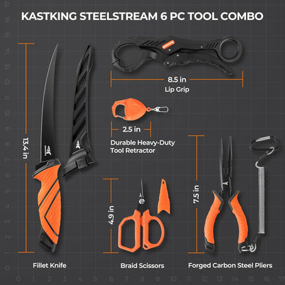 Kit de Herramientas de Pesca, KastKing SteelStream, 6 Piezas.