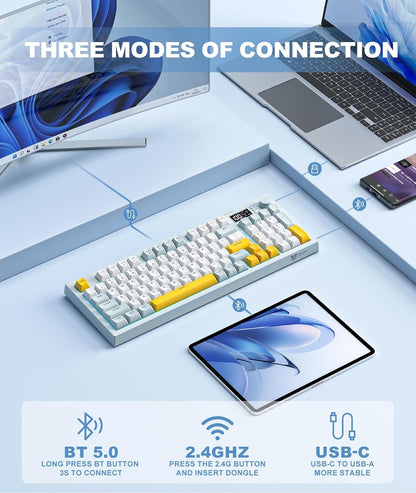 Teclado inalámbrico trimodal, Onikuma Gaming, membrana silenciosa.