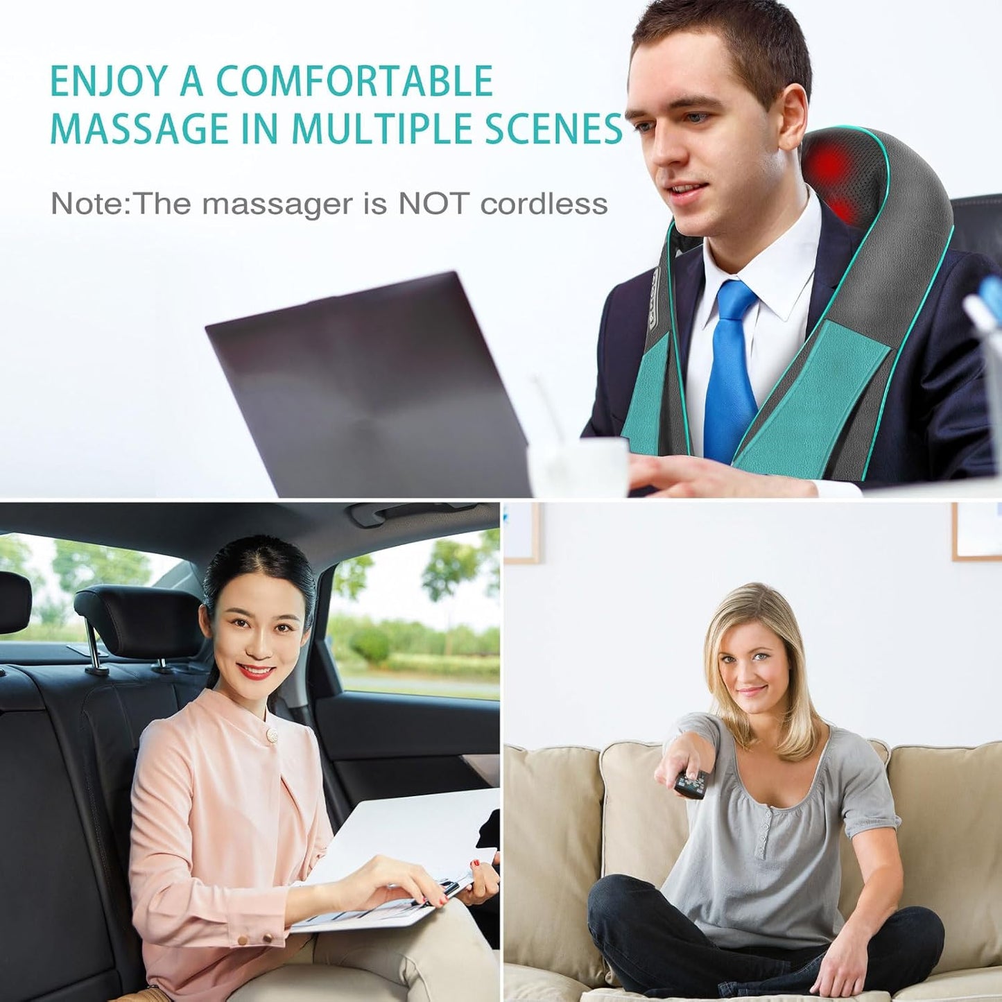 Masajeador de cuello y espalda Shiatsu, amasamiento profundo.