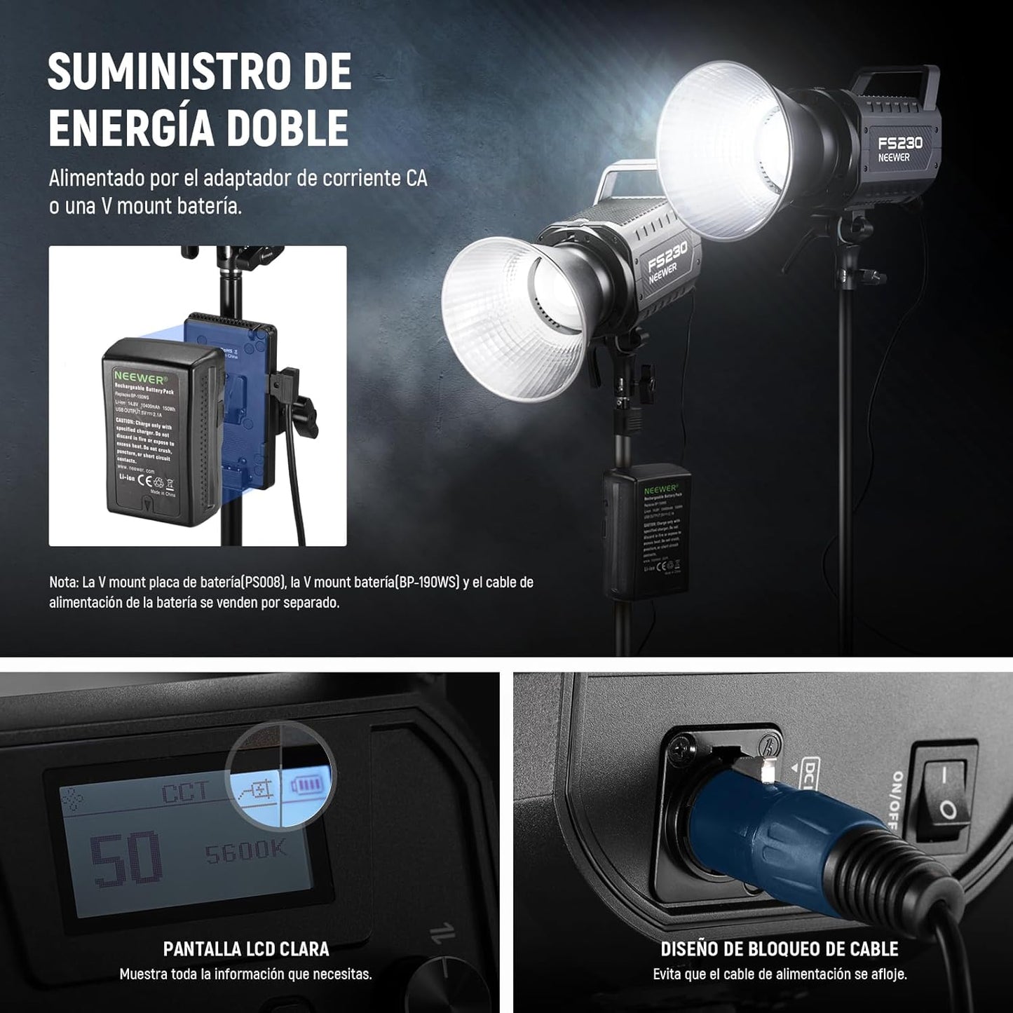 NEEWER FS230 Luz de Video COB de 230W