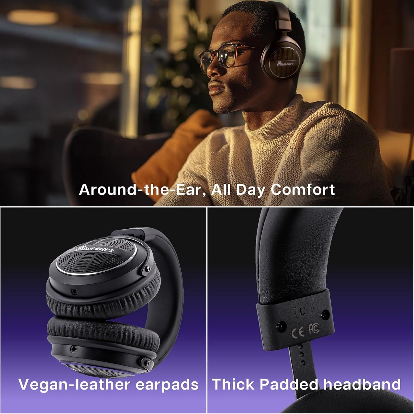 Linsoul Kiwi Ears - Auriculares elipse sobre la oreja, auriculares dinámicos.