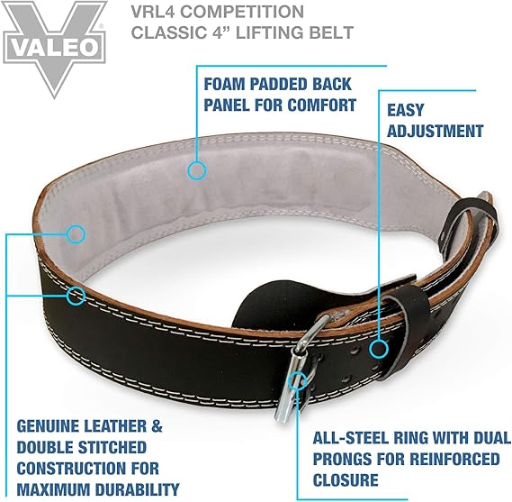 Cinturón de levantamiento de pesas, Cuero, forro gamuza.