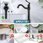 Grifo giratorio de 360° para lavabo de una sola manija y drenaje, bronce aceitado