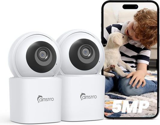 CAMSTRO - Cámaras de seguridad 3K para interiores.2 PACK (USADAS).