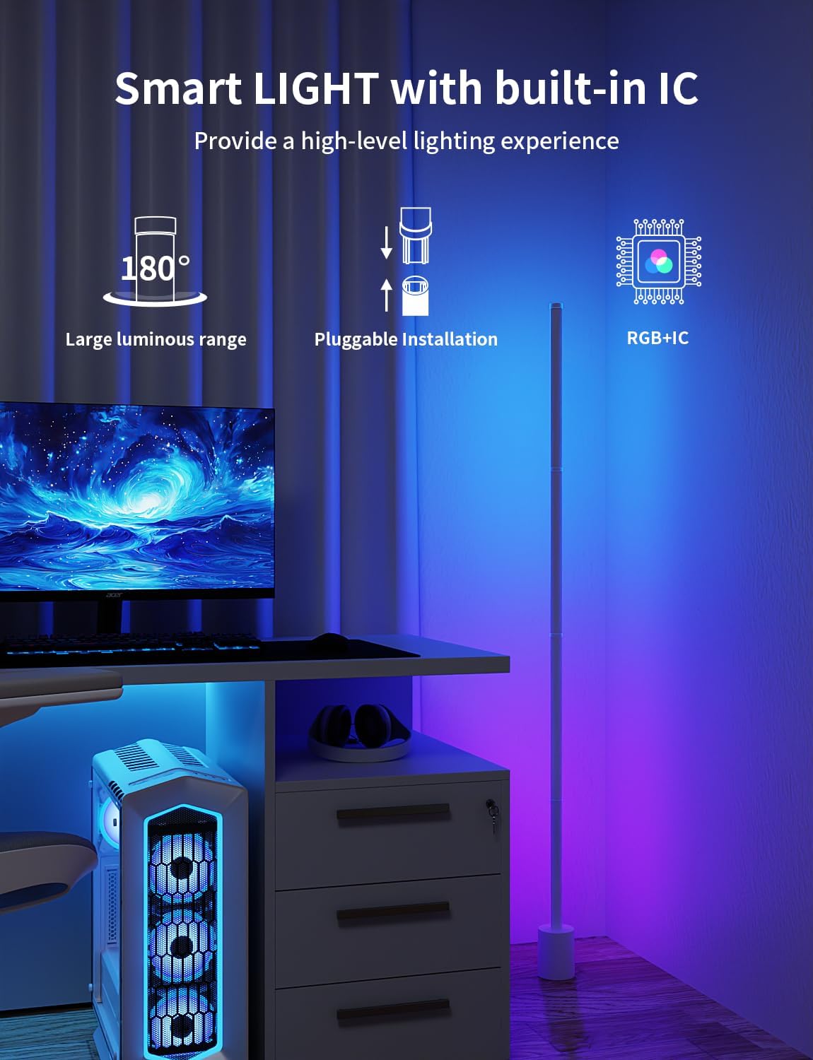 Ailofy, Lámpara de pie inteligente, compatible con Alexa, sincronizable