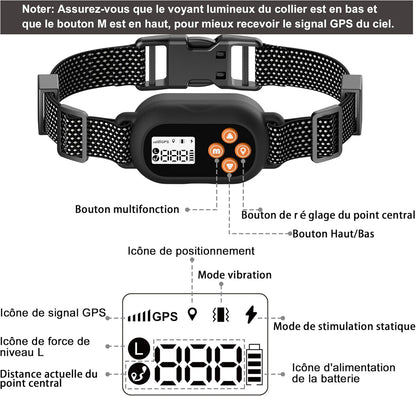 Collar inalámbrico con GPS para perros, valla antiescape con 3 modos.