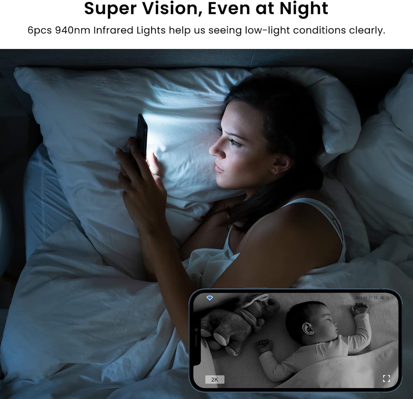 Cámaras de interior para seguridad en el hogar 2K.(USADA)