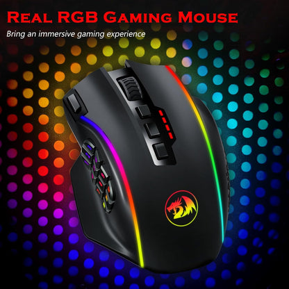 Mouse inalámbrico para juegos, Redragon M901P-KS, botones laterales