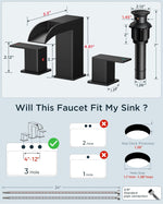 Grifo Baño Cascada Elegante FORIOUS 8" Negro Mate