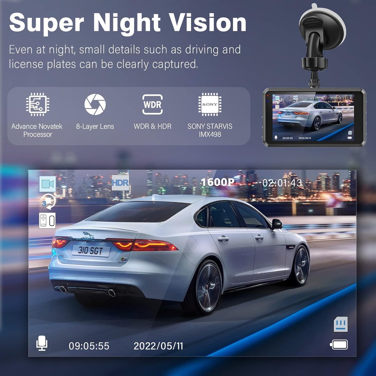 S7 2.5k Dash Cam Delantera Y Trasera, Tarjeta Sd De 64g.