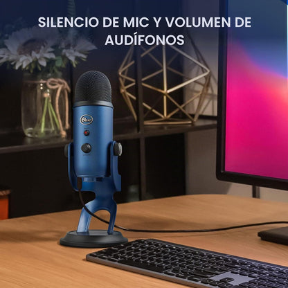 Micrófono USB Blue Yeti Azul Condensador 3 Cápsulas