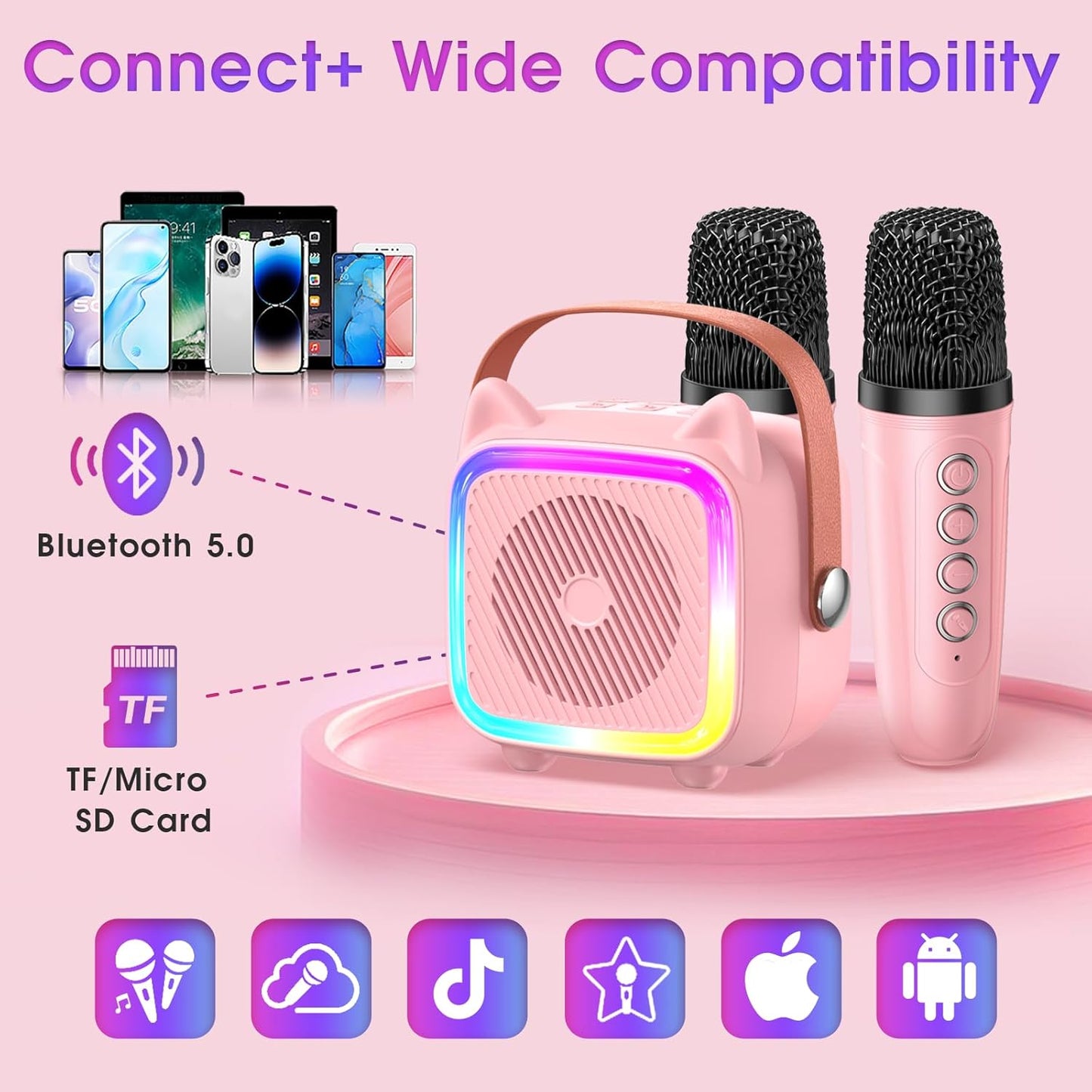 Mini máquina de karaoke SXH para niños, BT, portatil, 1 micrófono.