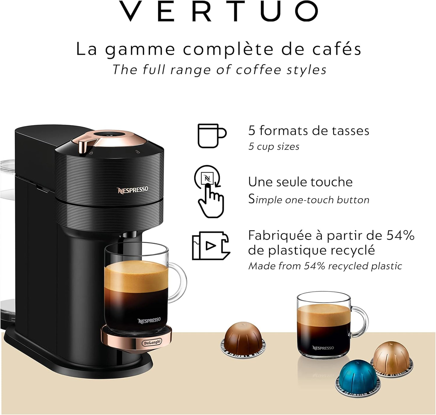 Nespresso Vertuo, Máquina de café y espresso  De'Longhi.