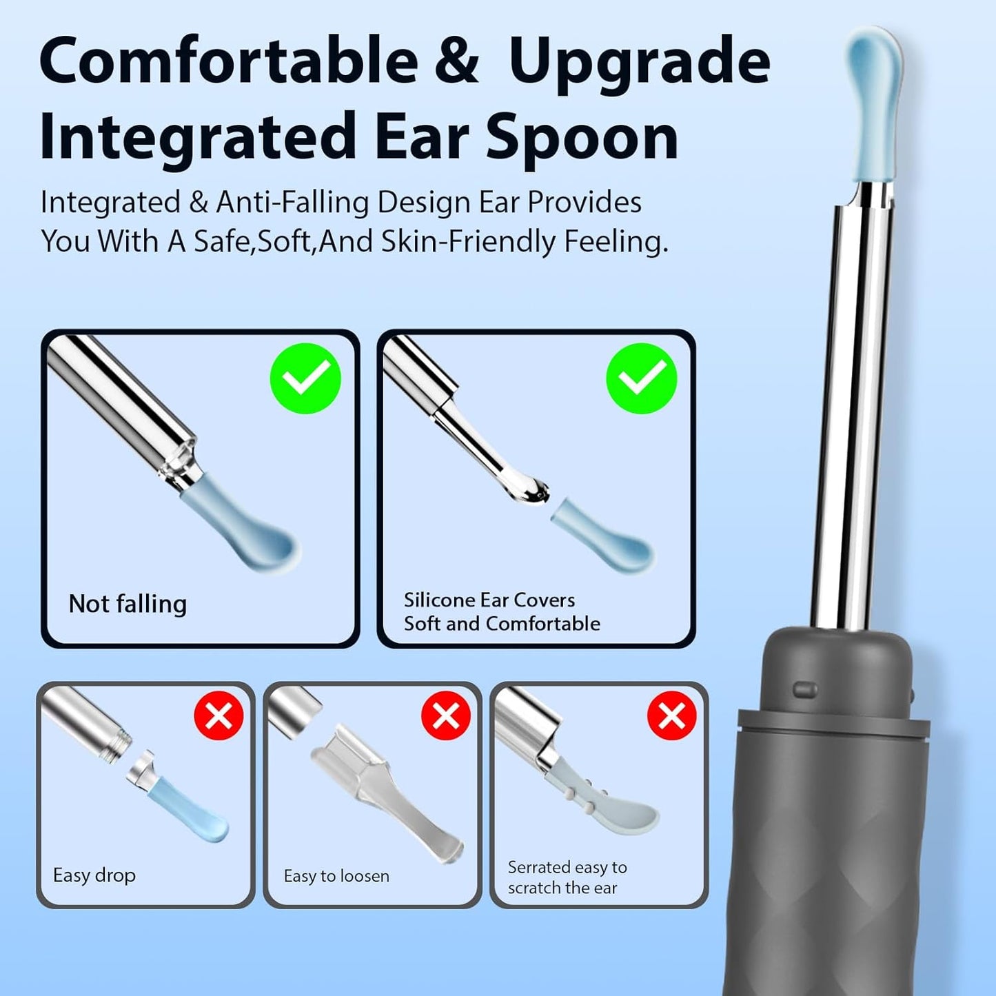 Cámara de eliminación de cera de oído incluye 9 púas de oído.