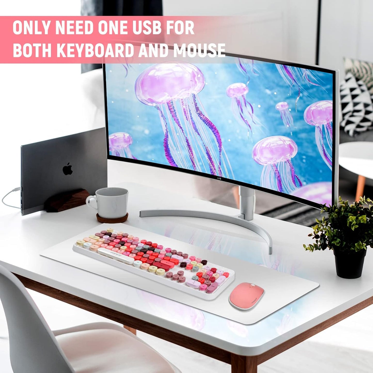 Juego de teclado y mouse inalámbricos, conectividad 2.4, FOPETT.