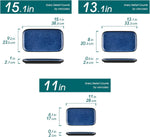 Vancasso Bandejas Rectangulares Azules Juego 3 de 15/13/11 pulgadas