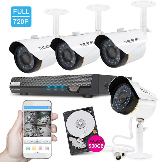 Tecbox 8 Canal 720P AHD DVR sistema de cámara de seguridad.