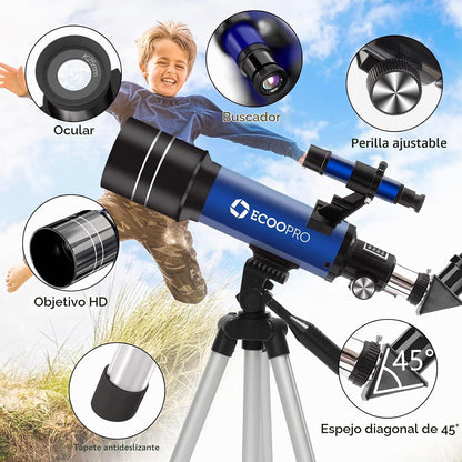 Telescopio para niños y adultos Eco Pro, apertura de 2.756 in (USADO)