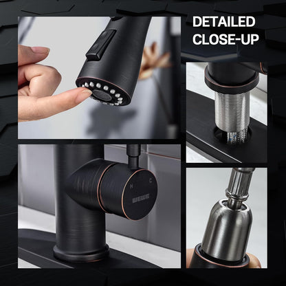 Grifo de cocina con pulverizador extraíble WEWE, arco alto (DETALLE)