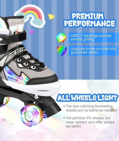 Patines Para Niños Ajustables 4 Ruedas Con Luces S 170-19.5CM