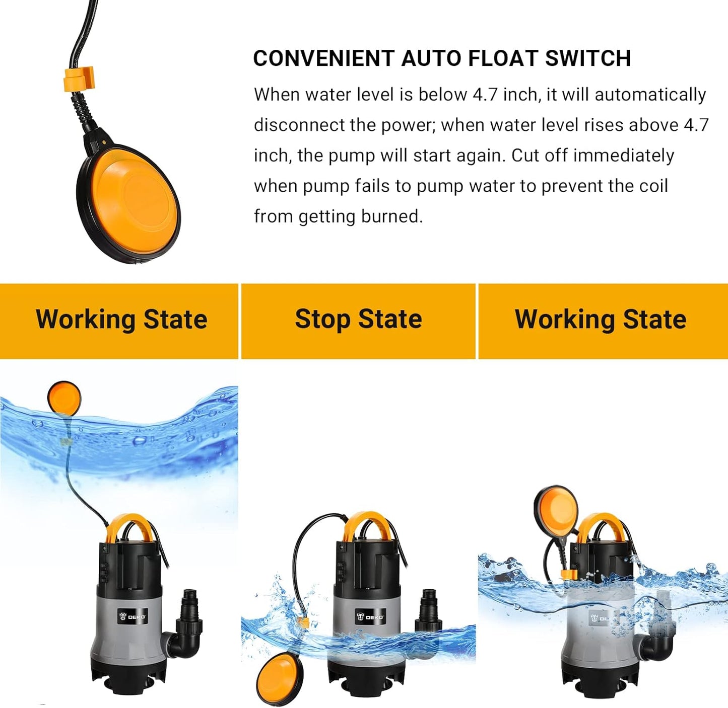 Bomba de sumidero DEKOPRO, bomba de agua sumergible de 750 W.(USADA)