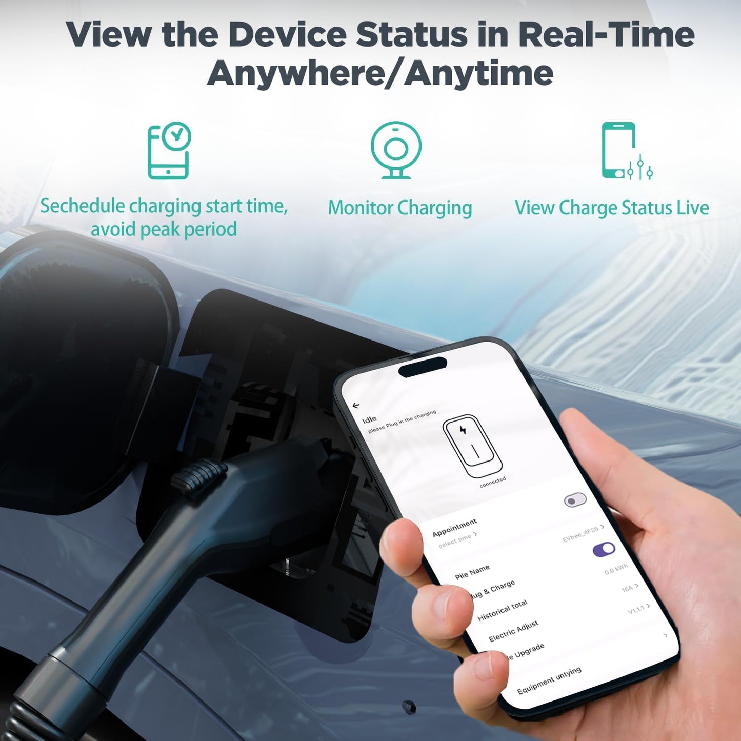 MUETUX Cargador EV de nivel 2 y 1 (16-40 amperios, 110 V-240 V,