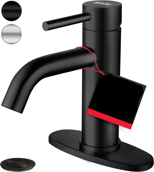 Grifo para lavabo de baño Mueller Premium, Monomando, negro mate.