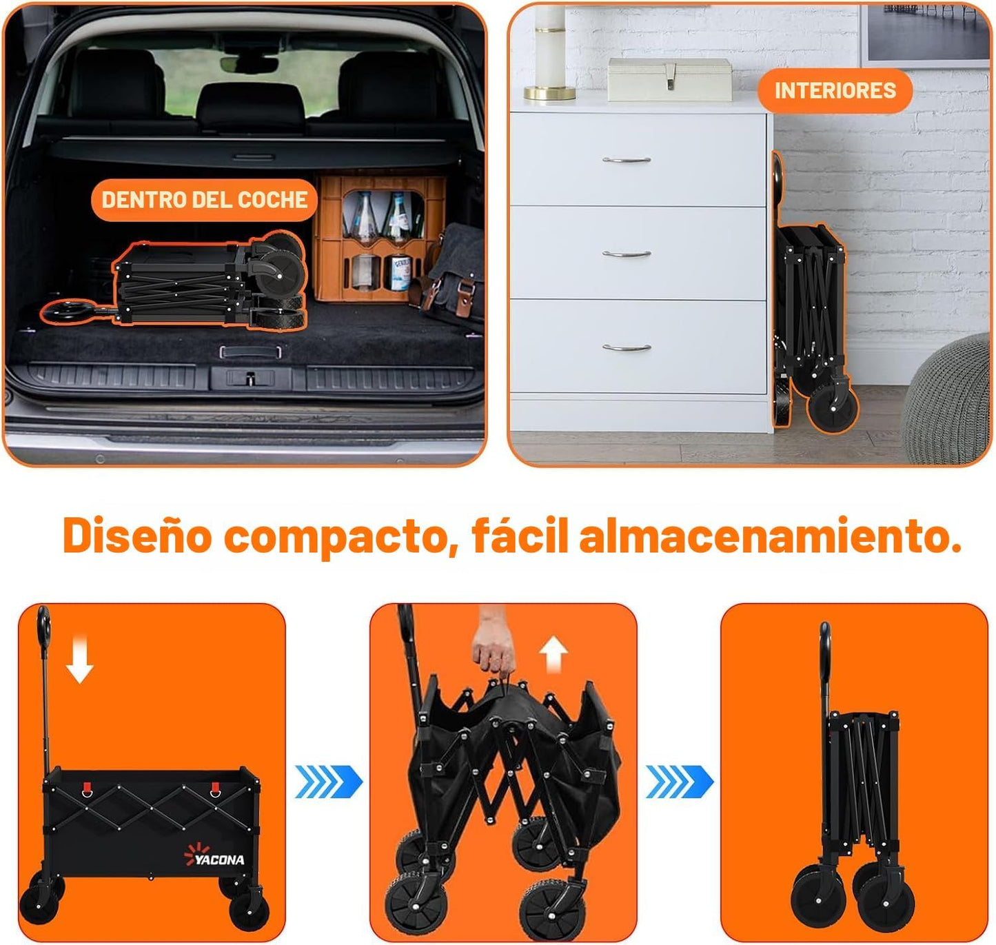 Carrito plegable multiusos, compras, playa, jardín, deporte, etc.