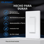 Interruptor Elegrp unipolar decorativo, 15A 120/277V, con placa de pared.