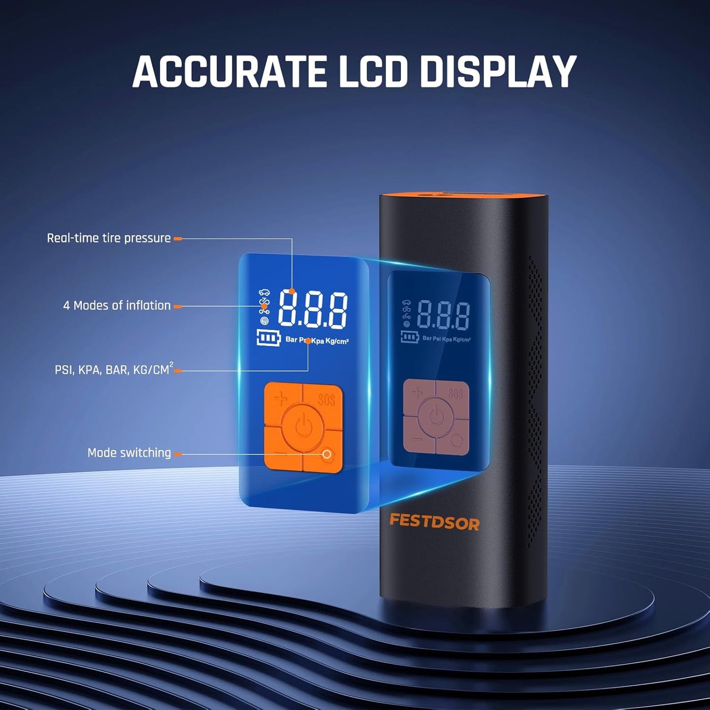 FESTDSOR - Inflador de neumáticos portátil, bomba de aire para neumáticos de coche.
