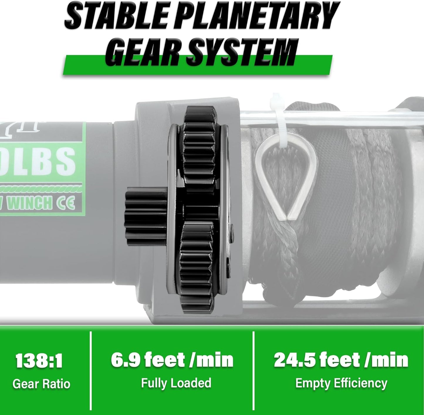 Cabrestante eléctrico ATV de 3000 lbs, control remoto inalámbrico.
