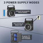 Radio FM portátil AM, radio Bluetooth 5.0, altavoz de 5V. JEUJUG.