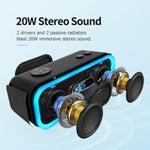 Altavoz Bluetooth, sonido estéreo, DOSS SoundBox Pro, IPX6 impermeable.